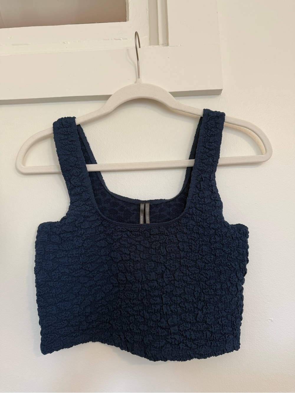 Anthropologie Textured Navy Cropped Tank Top